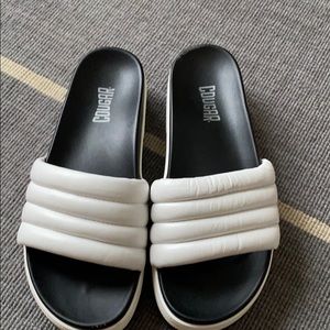 Cougar white wedge slides